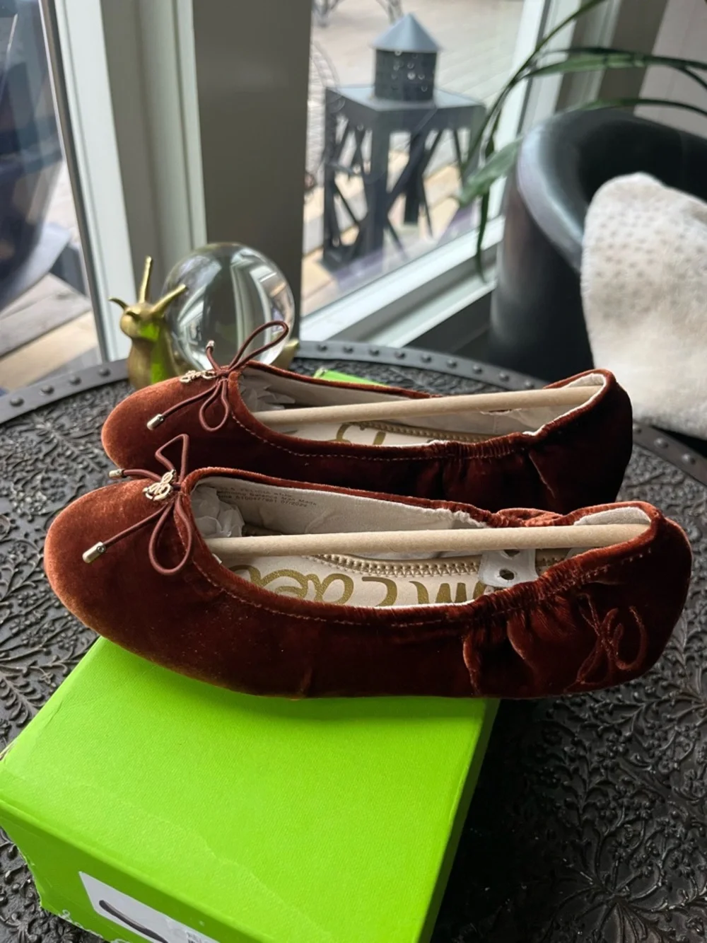 SAM EDELMAN FELICIA KIDS VELVET BALLET FLATS IN COPPER 2 - Picture 7 of 12